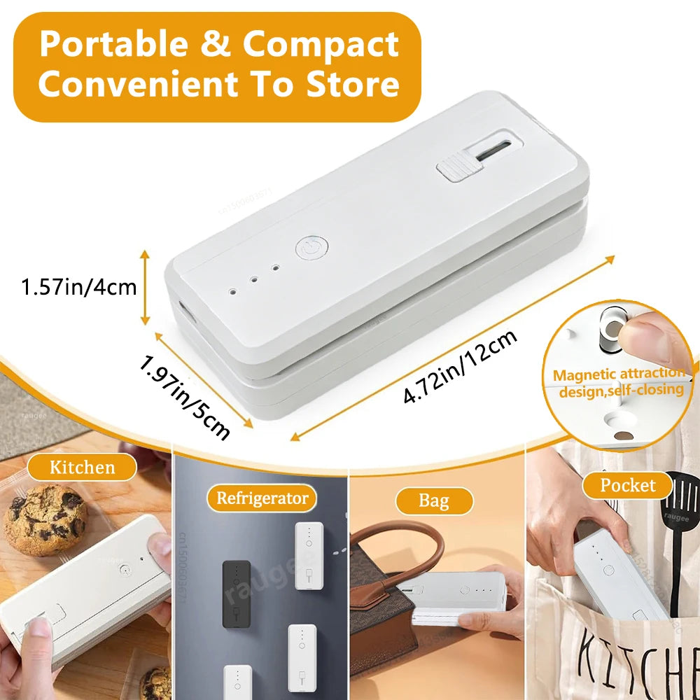 Instant Magnet-Mounted Cordless Portable Bag Sealer (No Preheating Needed)