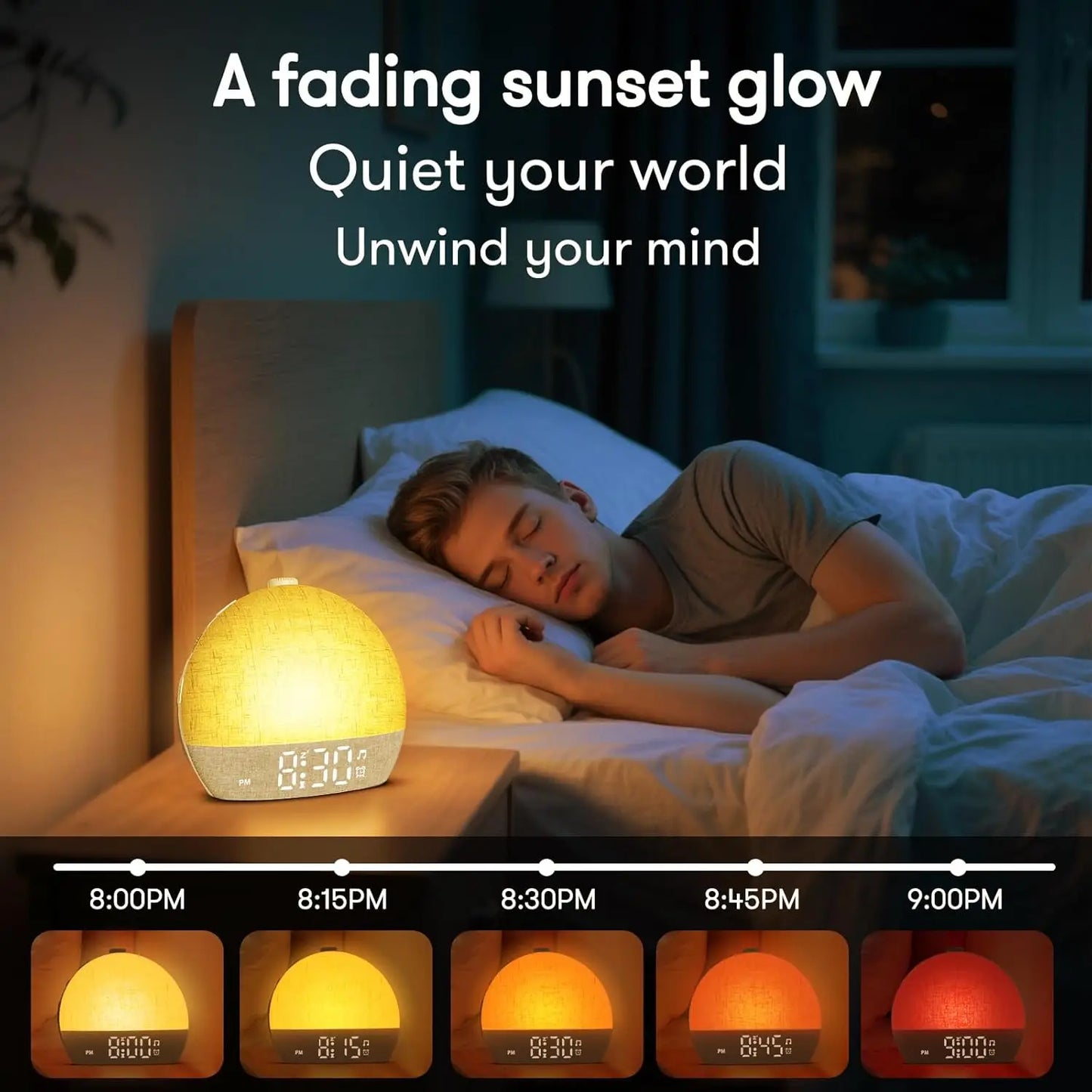 Sunrise Alarm Clock & Wake-Up Light with Timer (30 White Noise Sounds / Dimmable / RGB Night Light / Sleep Aid / Snooze Feature / Ideal Gift Idea)