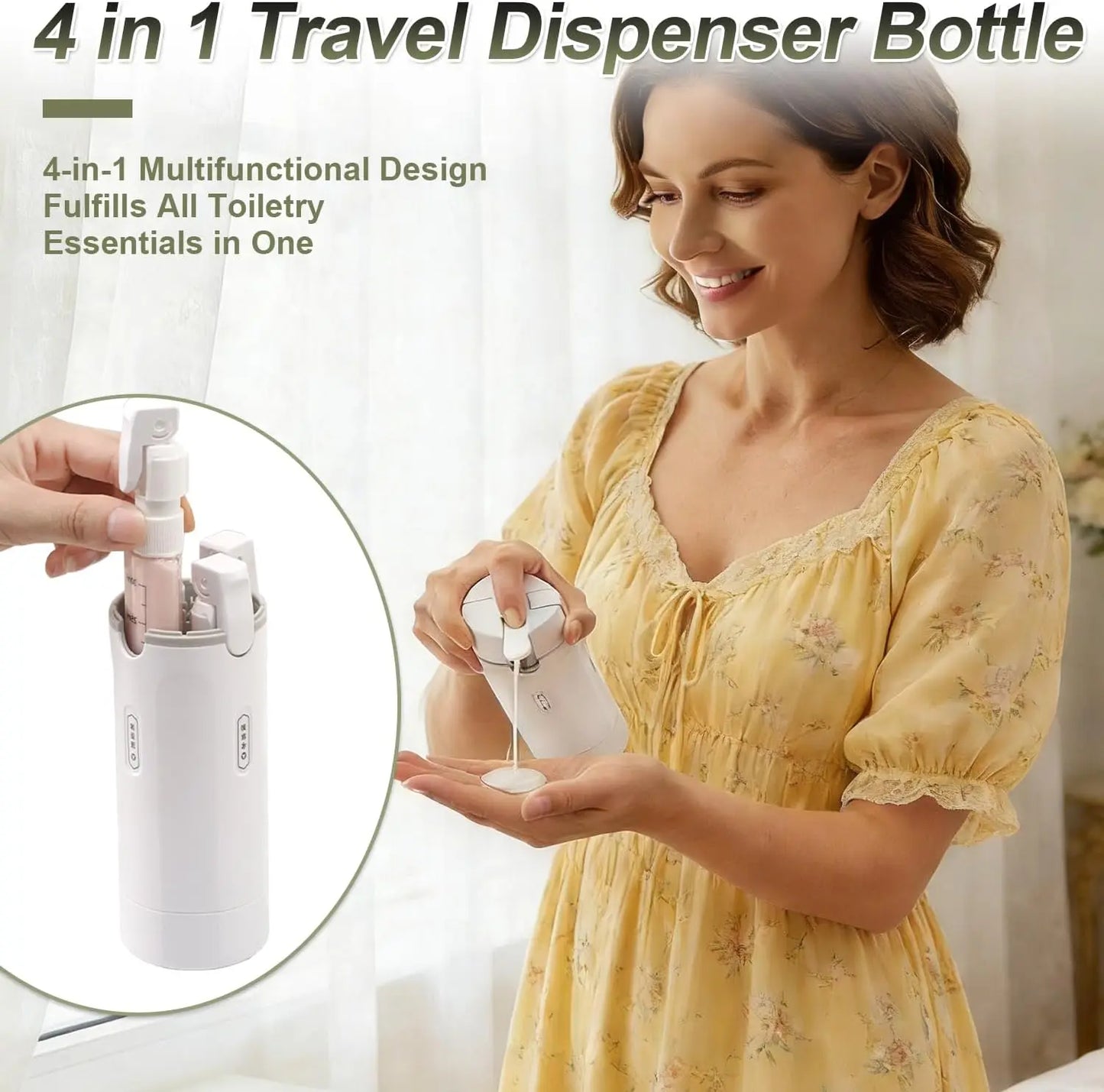4-in-1 Compact Travel Dispenser Bottle