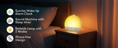 Sunrise Alarm Clock & Wake-Up Light with Timer (30 White Noise Sounds / Dimmable / RGB Night Light / Sleep Aid / Snooze Feature / Ideal Gift Idea)