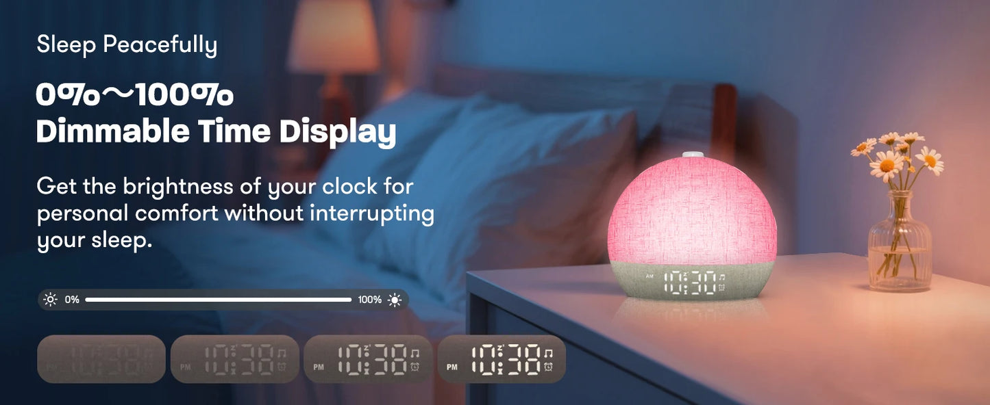 Sunrise Alarm Clock & Wake-Up Light with Timer (30 White Noise Sounds / Dimmable / RGB Night Light / Sleep Aid / Snooze Feature / Ideal Gift Idea)