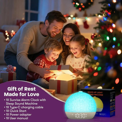 Sunrise Alarm Clock & Wake-Up Light with Timer (30 White Noise Sounds / Dimmable / RGB Night Light / Sleep Aid / Snooze Feature / Ideal Gift Idea)