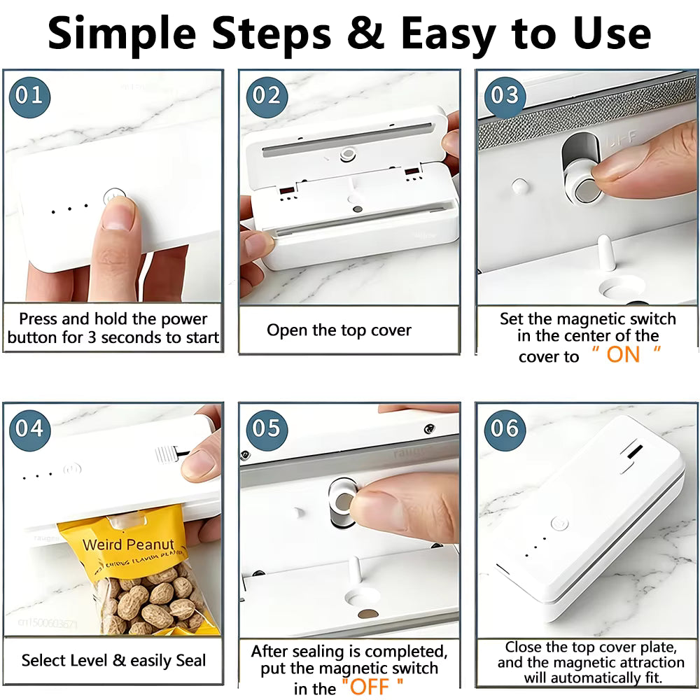 Instant Magnet-Mounted Cordless Portable Bag Sealer (No Preheating Needed)