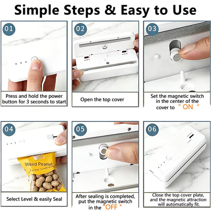 Instant Magnet-Mounted Cordless Portable Bag Sealer (No Preheating Needed)
