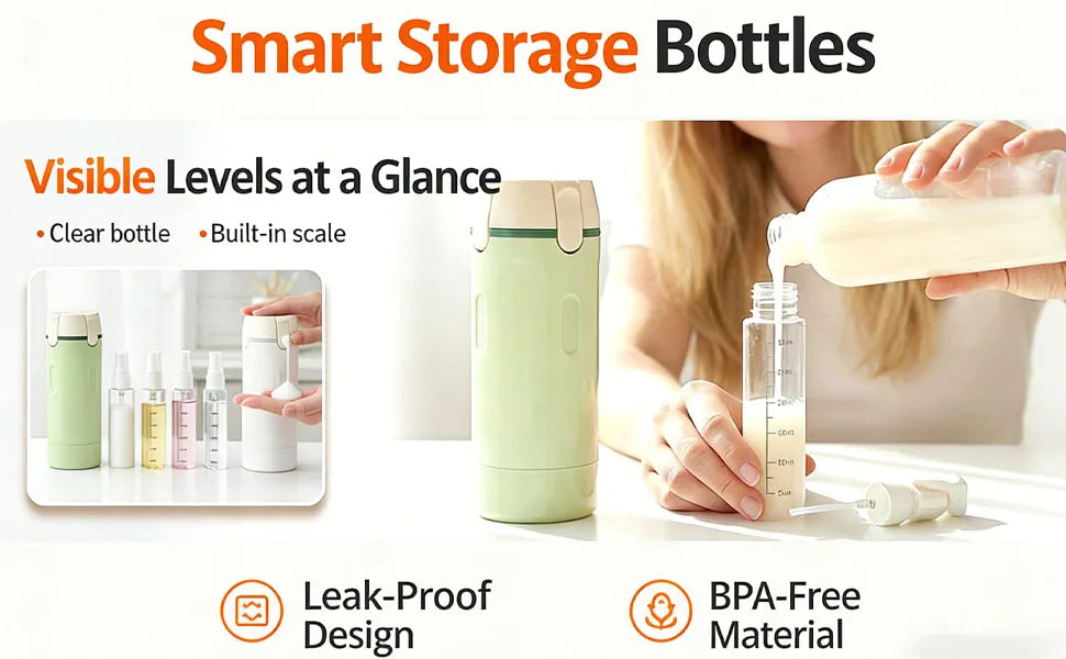 4-in-1 Compact Travel Dispenser Bottle