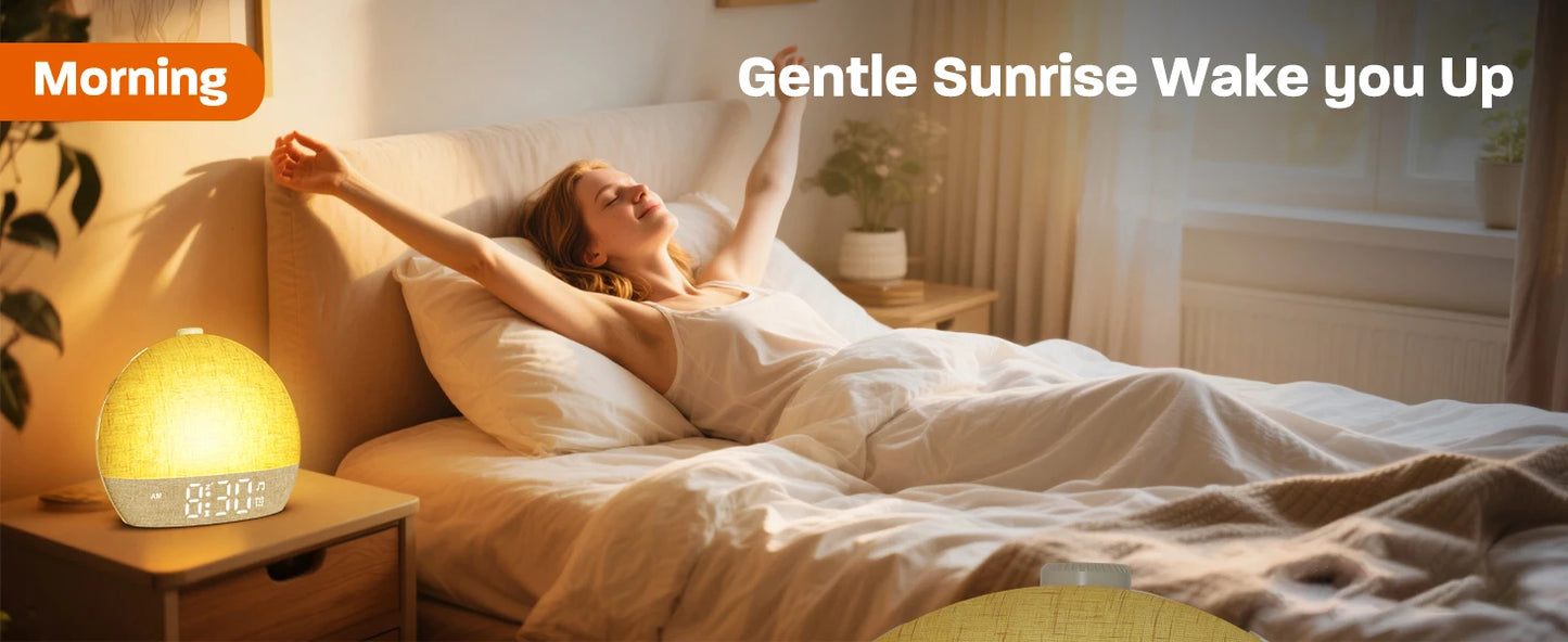Sunrise Alarm Clock & Wake-Up Light with Timer (30 White Noise Sounds / Dimmable / RGB Night Light / Sleep Aid / Snooze Feature / Ideal Gift Idea)