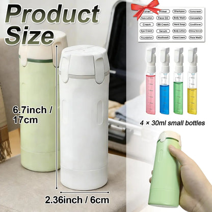 4-in-1 Compact Travel Dispenser Bottle