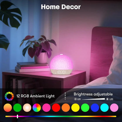 Sunrise Alarm Clock & Wake-Up Light with Timer (30 White Noise Sounds / Dimmable / RGB Night Light / Sleep Aid / Snooze Feature / Ideal Gift Idea)